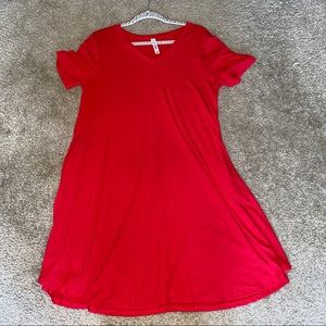 Red Zenana Swing Tshirt Dress - size XL